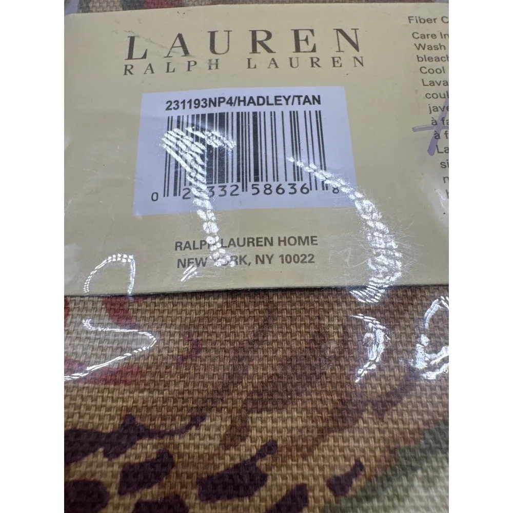 Lauren Ralph Lauren Hadley Tan Floral Paisley Cotton Napkins Set of 8 20x20